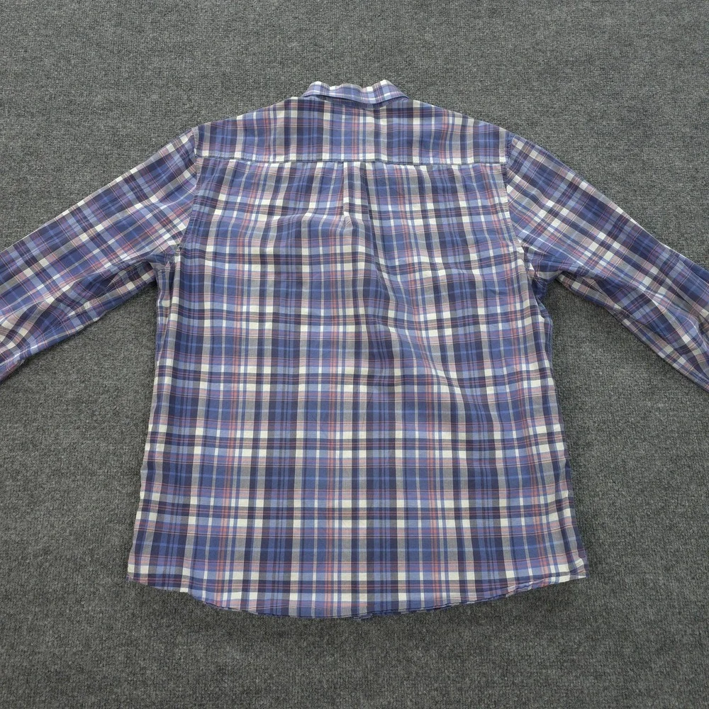Johnnie O Shirt Mens Large Blue Plaid Button Down Long Sleeve Surf‎ Logo Casual